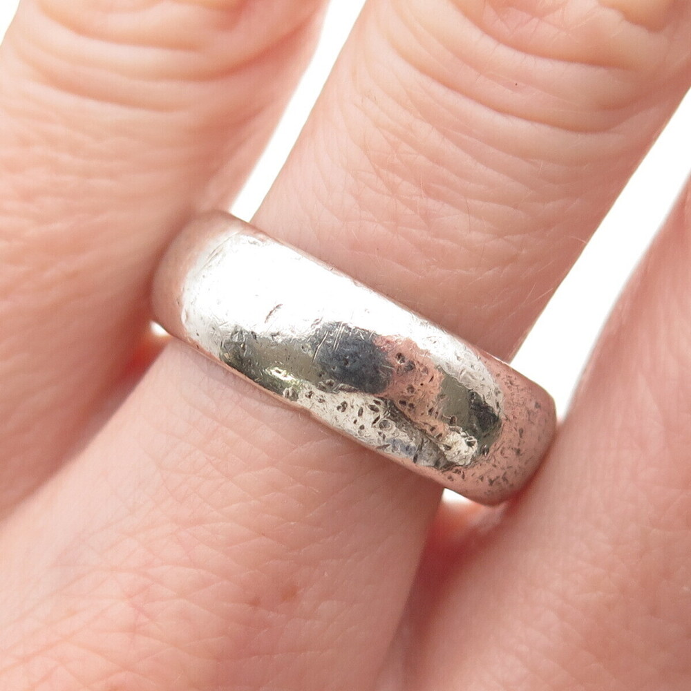 925 Sterling Silver Vintage Classic Wedding Band Ring Size 10.5